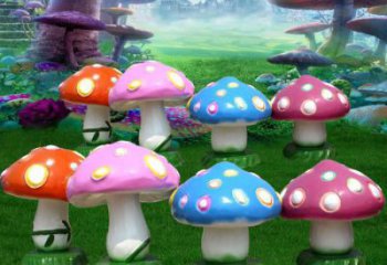 彩繪蘑菇雕塑廠家 抽象擺件 街頭不銹鋼蘑菇雕塑廠