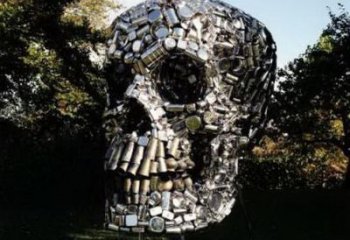 街頭骷髏雕塑廠家 大型別墅區(qū)擺件 抽象不銹鋼骷髏雕塑廠