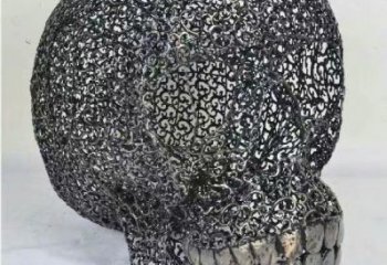 抽象骷髏雕塑廠家 鏤空公園擺件 噴漆不銹鋼骷髏雕塑廠