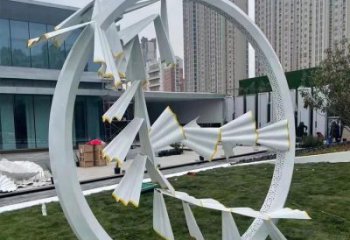 現代花環雕塑廠家 大型別墅區擺件 廣場不銹鋼花環雕塑廠