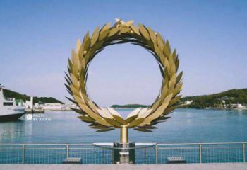 創意花環雕塑廠家 戶外現代小品 公園不銹鋼花環雕塑廠