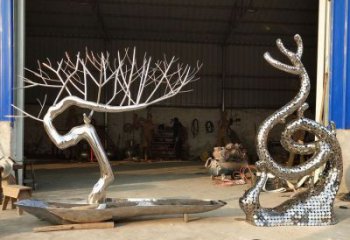 鍛造松樹雕塑廠家 公園仿真小品 戶外不銹鋼松樹雕塑價(jià)格