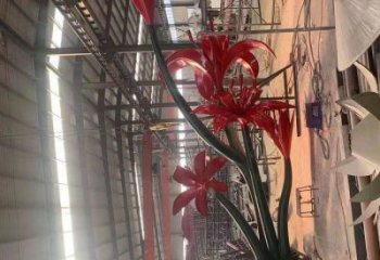 大型石榴花雕塑廠家 鍛造小品 烤漆不銹鋼石榴花雕塑廠