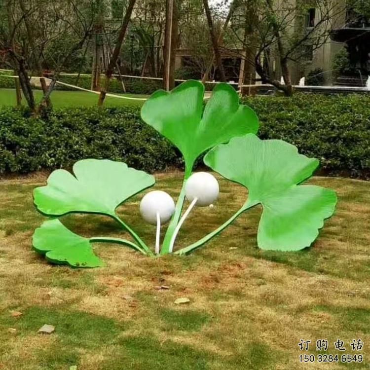 廣場(chǎng)銀杏葉雕塑廠家 公園小品 仿真不銹鋼銀杏葉雕塑廠