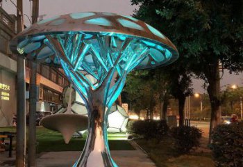 大型樹冠雕塑廠家 鍛造發(fā)光小品 抽象不銹鋼樹冠雕塑廠