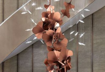 現代銀杏葉雕塑廠家 大型別墅區擺件 烤漆不銹鋼銀杏葉雕塑廠