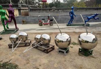 廣場櫻桃雕塑廠家 鏡面公園小品 戶外不銹鋼櫻桃雕塑廠