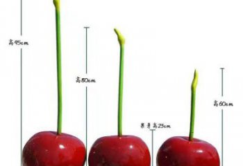 噴漆櫻桃雕塑廠家 中式村口小品 草地不銹鋼櫻桃雕塑廠