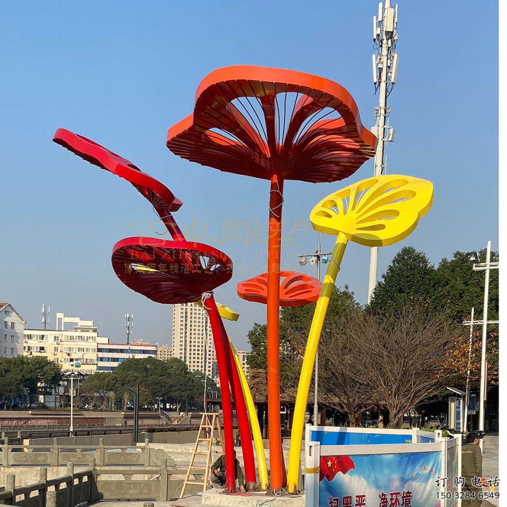 廣場芭蕉葉雕塑廠家 公園烤漆小品 戶外不銹鋼芭蕉葉雕塑廠