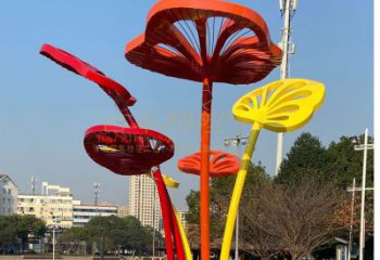 廣場(chǎng)芭蕉葉雕塑廠家 公園烤漆小品 戶外不銹鋼芭蕉葉雕塑廠