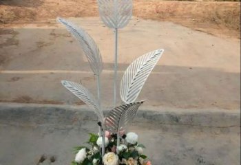 鏤空芭蕉葉雕塑廠家 園林小品 仿真不銹鋼芭蕉葉雕塑廠