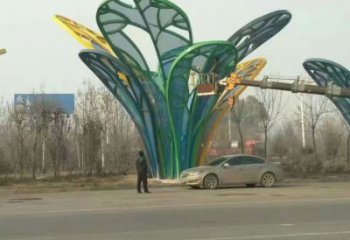 大型芭蕉葉雕塑廠家 鍛造小品 抽象不銹鋼芭蕉葉雕塑廠