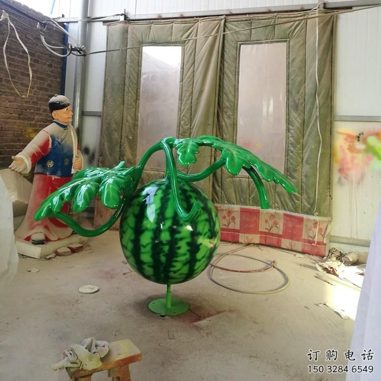 仿真西瓜雕塑廠家 現(xiàn)代擺件 大型不銹鋼西瓜雕塑廠