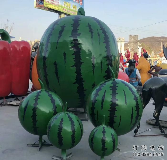 房地產西瓜雕塑廠家 仿真擺件 現代不銹鋼西瓜雕塑廠