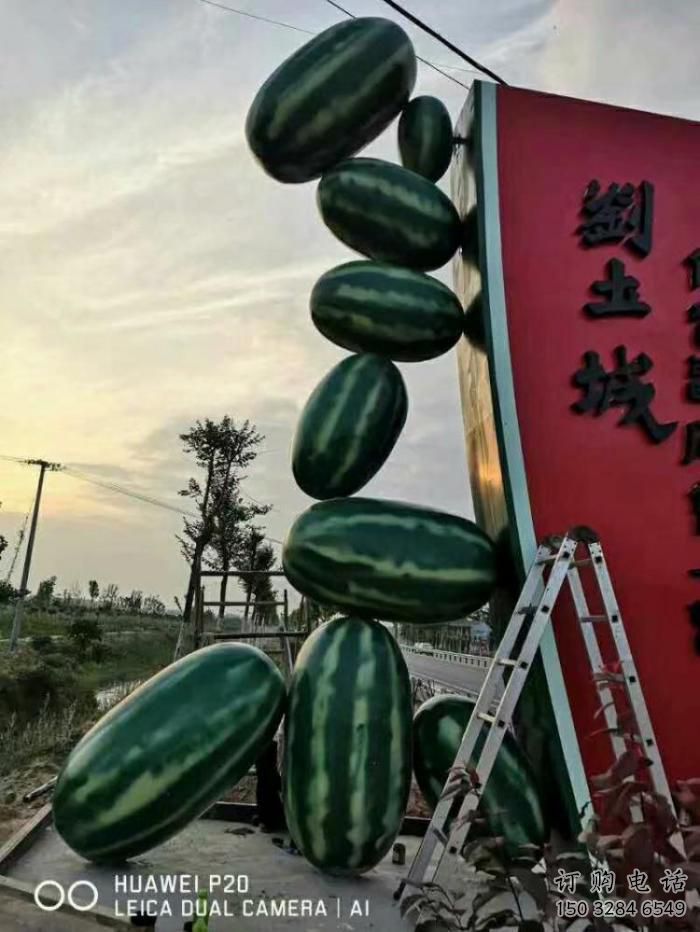 抽象西瓜雕塑廠家 公園小品 戶外不銹鋼西瓜雕塑工廠