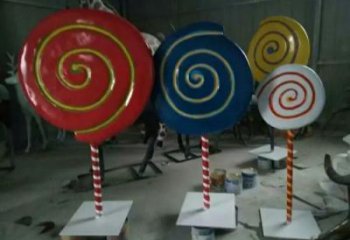 大型棒棒糖雕塑廠家 戶外小品 彩繪棒棒糖雕塑價格