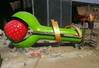 烤漆草莓雕塑廠家 戶外小品 現代不銹鋼草莓雕塑廠