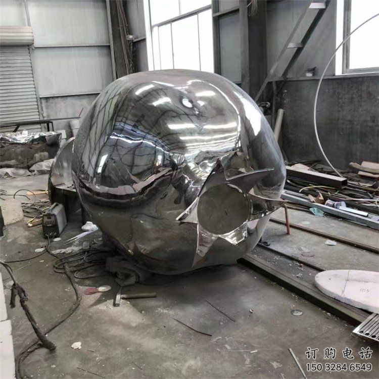 鏡面石榴雕塑廠家 大型擺件 創意不銹鋼石榴雕塑廠