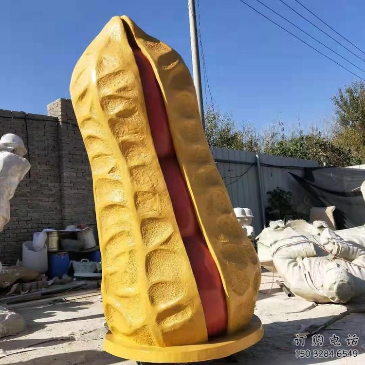 彩繪花生雕塑廠家 公園擺件 街頭不銹鋼花生雕塑價格