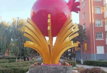 大型石榴雕塑廠家 創意小品 戶外不銹鋼石榴雕塑定做