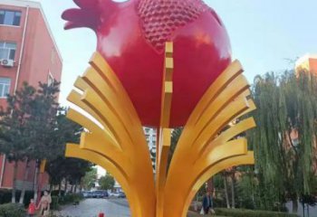 房地產(chǎn)石榴雕塑廠家 烤漆擺件 鍛造不銹鋼石榴雕塑工廠