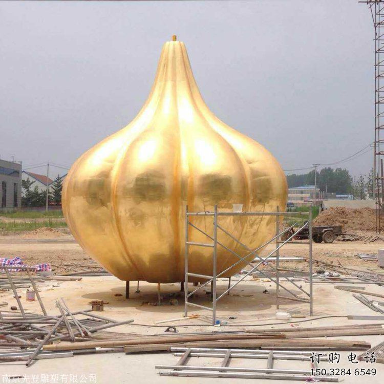 異形大蒜雕塑廠家 現代廣場小品 戶外不銹鋼大蒜雕塑廠