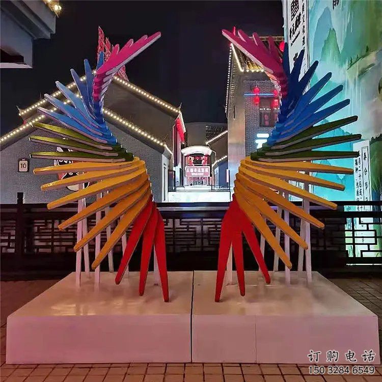 幾何鳳羽雕塑廠家 現(xiàn)代小品 抽象不銹鋼鳳羽雕塑報價