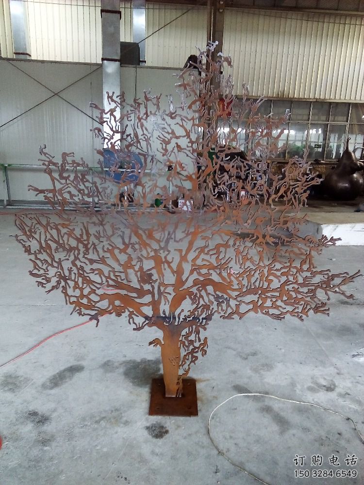 彩繪搖錢樹雕塑廠家 鏤空擺件 街頭不銹鋼搖錢樹雕塑廠