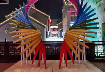 幾何鳳羽雕塑廠家 現代小品 抽象不銹鋼鳳羽雕塑報價