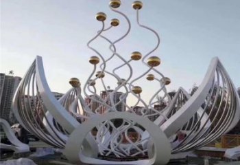 烤漆并蒂蓮雕塑廠家 現代小品 創意不銹鋼并蒂蓮雕塑價格