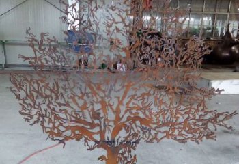 彩繪搖錢樹雕塑廠家 鏤空擺件 街頭不銹鋼搖錢樹雕塑廠