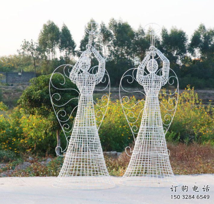 燈光美女雕塑廠家 鏤空小品 現代不銹鋼美女雕塑定做