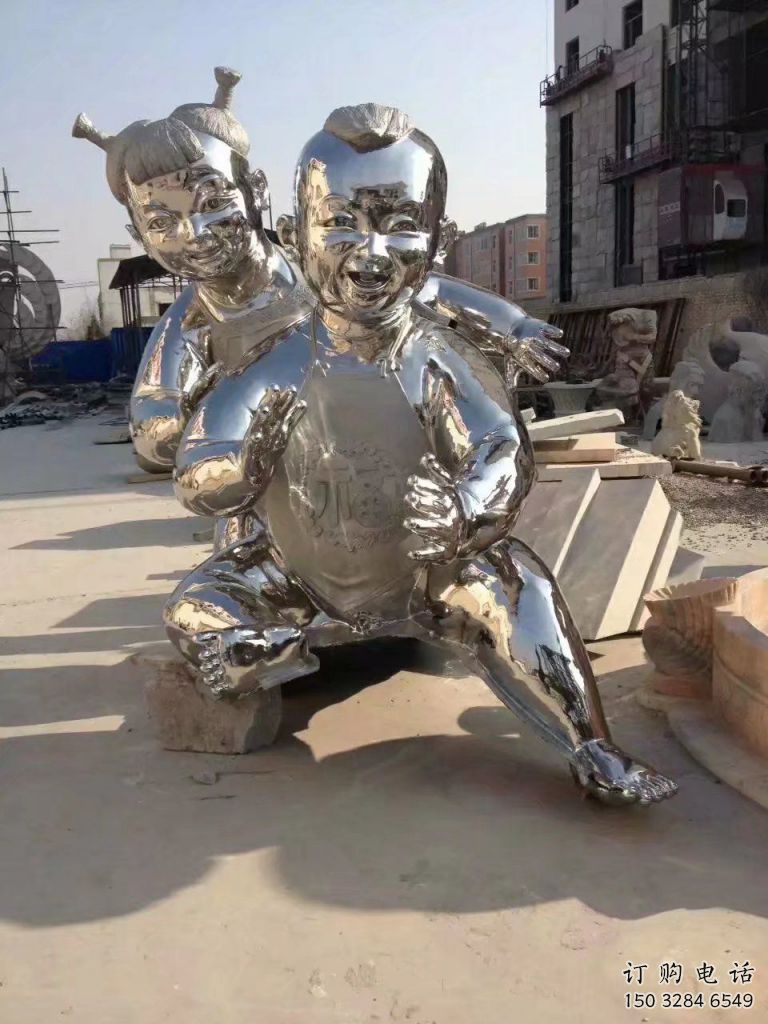 廣場小孩雕塑廠家 風景區小品 鏡面不銹鋼小孩雕塑廠