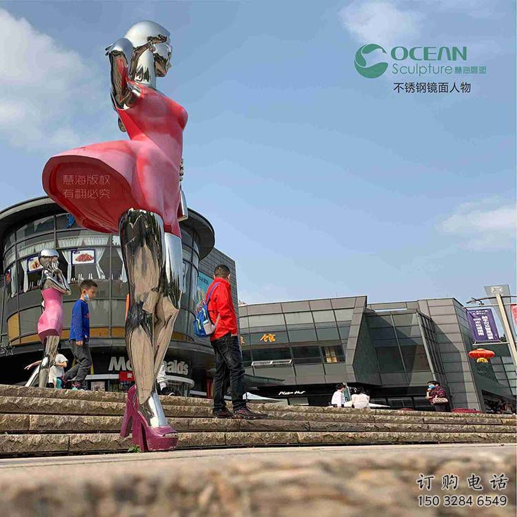 現(xiàn)代女孩雕塑廠家 大型別墅區(qū)擺件  大型不銹鋼女孩雕塑廠