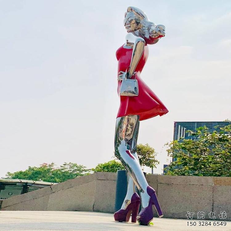 創(chuàng)意女孩雕塑廠家 現(xiàn)代廣場小品 公園不銹鋼女孩雕塑廠
