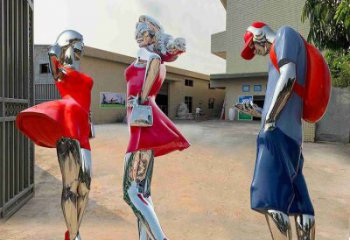 大型女孩雕塑廠家 鍛造小品 現(xiàn)代不銹鋼女孩雕塑定制