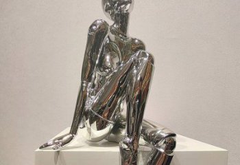 創意女子雕塑廠家 鏡面擺件小品 公園不銹鋼女子雕塑廠