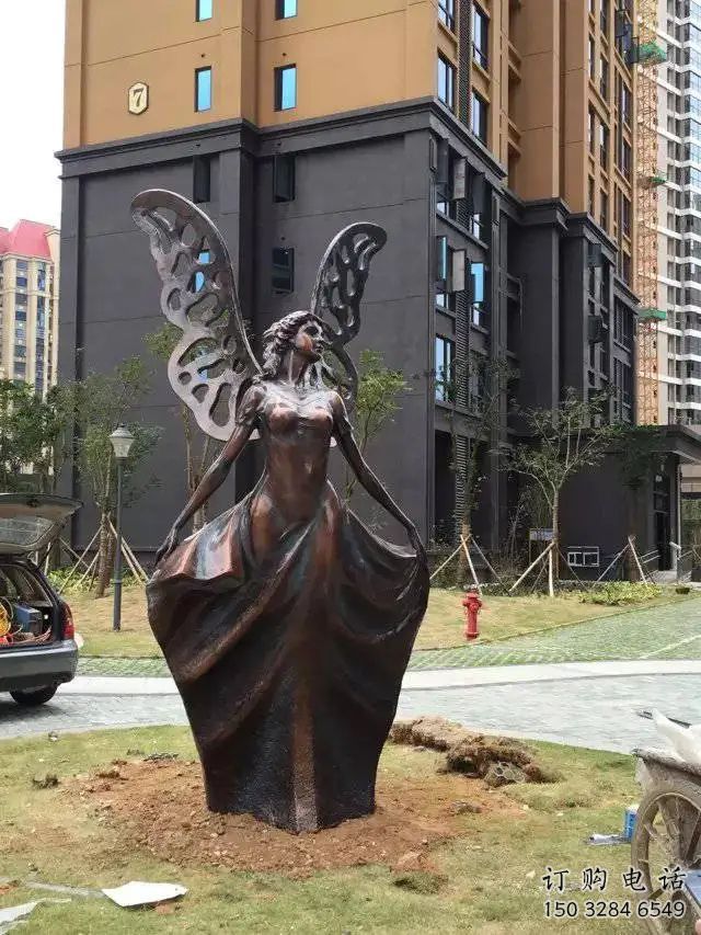 廣場天使雕塑廠家 烤漆小品 抽象不銹鋼天使雕塑工廠