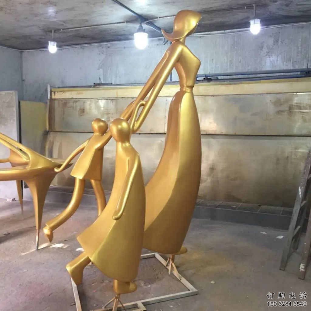園林母子雕塑廠家 烤漆音樂小品 中式不銹鋼母子雕塑制作