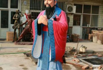 烤漆孔子雕塑廠家  廣場小品  現(xiàn)代彩繪孔子雕塑工廠