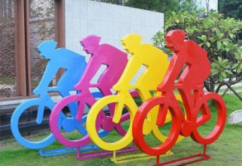 運(yùn)動(dòng)騎車雕塑廠家 彩繪剪紙小品 校園不銹鋼騎車雕塑