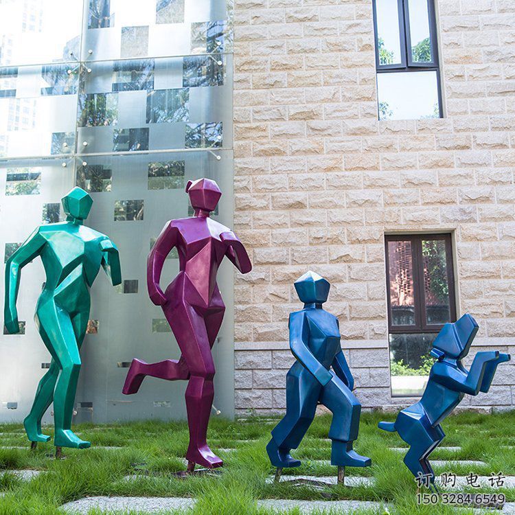 公園跑步雕塑廠家 戶外擺件  電鍍不銹鋼跑步雕塑廠