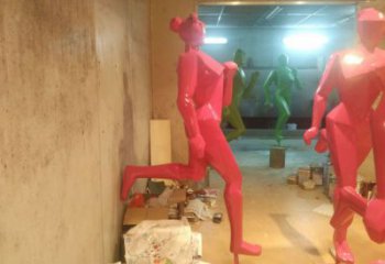 廣場跑步雕塑廠家 幾何小品 戶外不銹鋼跑步雕塑廠