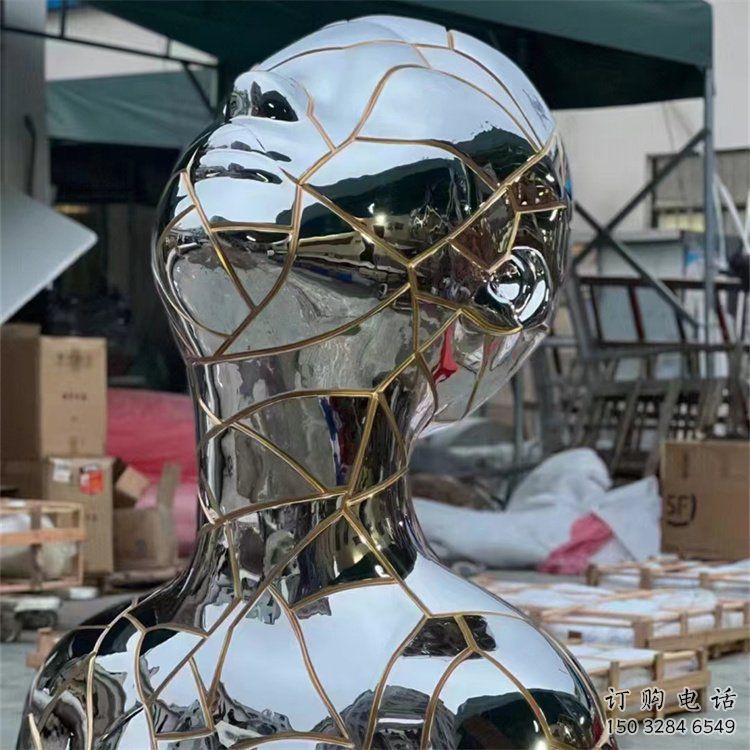 抽象肖像雕塑廠家  鏡面小品  創(chuàng)意不銹鋼肖像雕塑廠