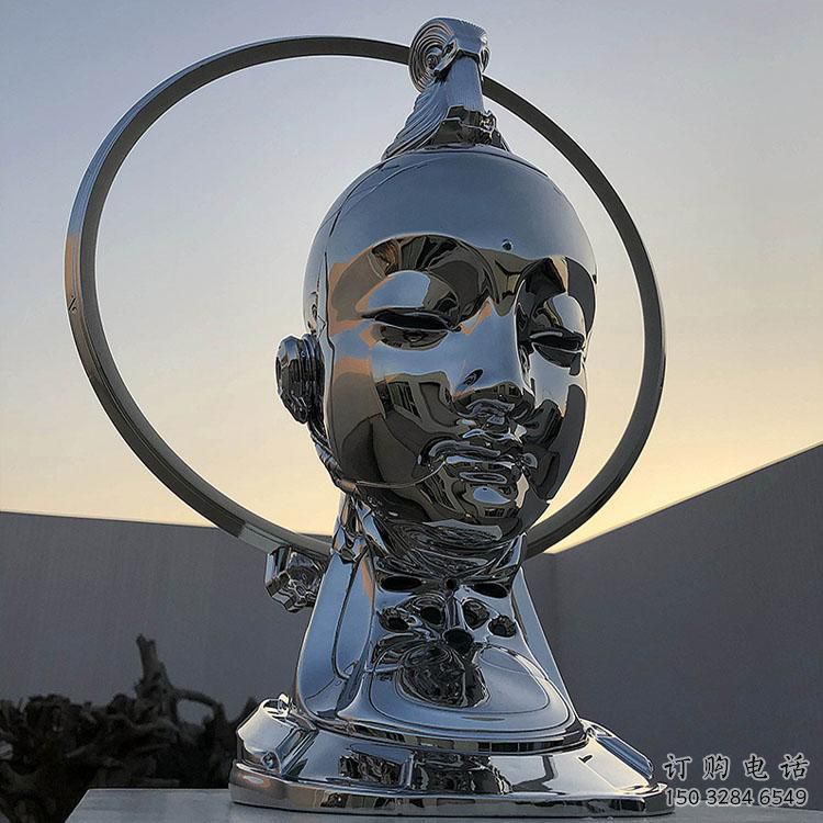 現代人頭雕塑廠家 大型擺件  鏡面不銹鋼人頭雕塑制作