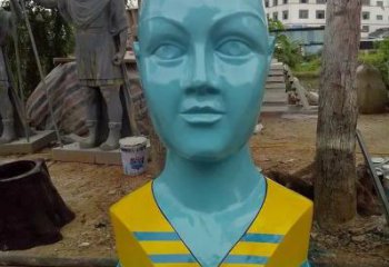 中式人頭雕塑廠家 烤漆小品 游樂場不銹鋼人頭雕塑廠