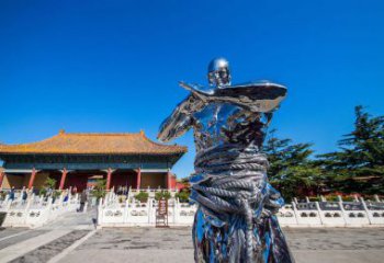 戶外武士雕塑廠家 抽象擺件  鏡面武士雕塑定做