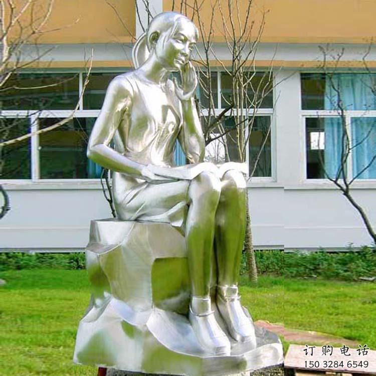 創意學生雕塑廠家 教育小品  戶外不銹鋼學生雕塑廠