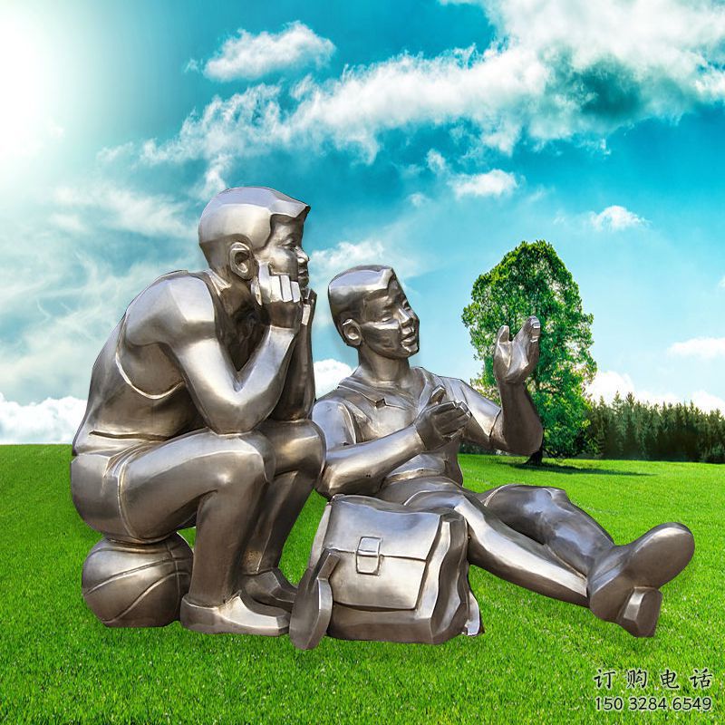 現代學生雕塑廠家 大型擺件  校園不銹鋼學生雕塑制作