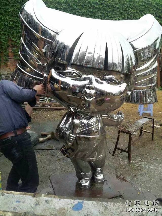 公園娃娃雕塑廠家 戶外擺件 不銹鋼鏡面娃娃雕塑廠